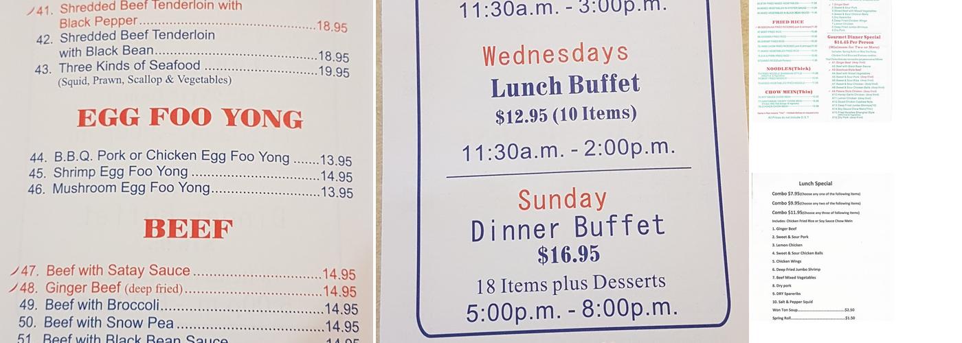 Oriental Palace Menu