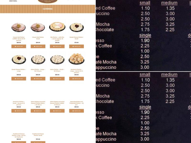 Select Bakery Menu