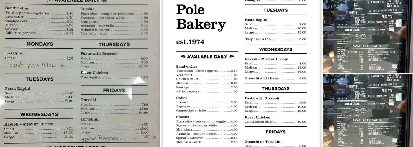 North Pole Bakery Menu
