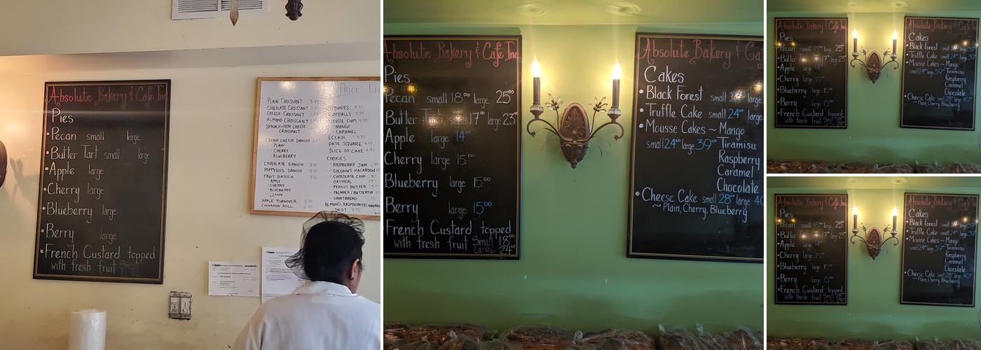 Absolute Bakery & Cafe Menu
