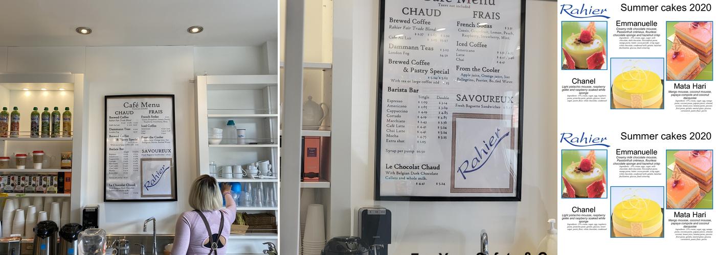 Rahier Patisserie Menu