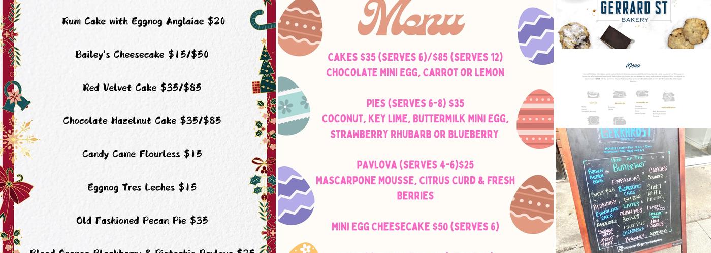 Gerrard St. Bakery Menu