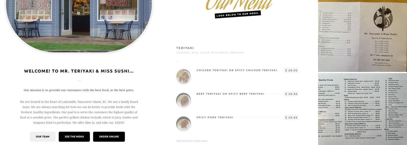 Mr Teriyaki & Miss Sushi Menu