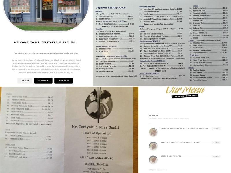 Mr Teriyaki & Miss Sushi Menu