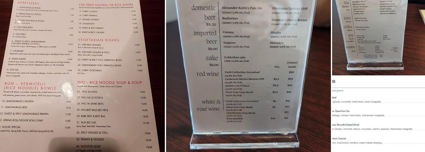 Bun Ta Pho & Sushi Menu