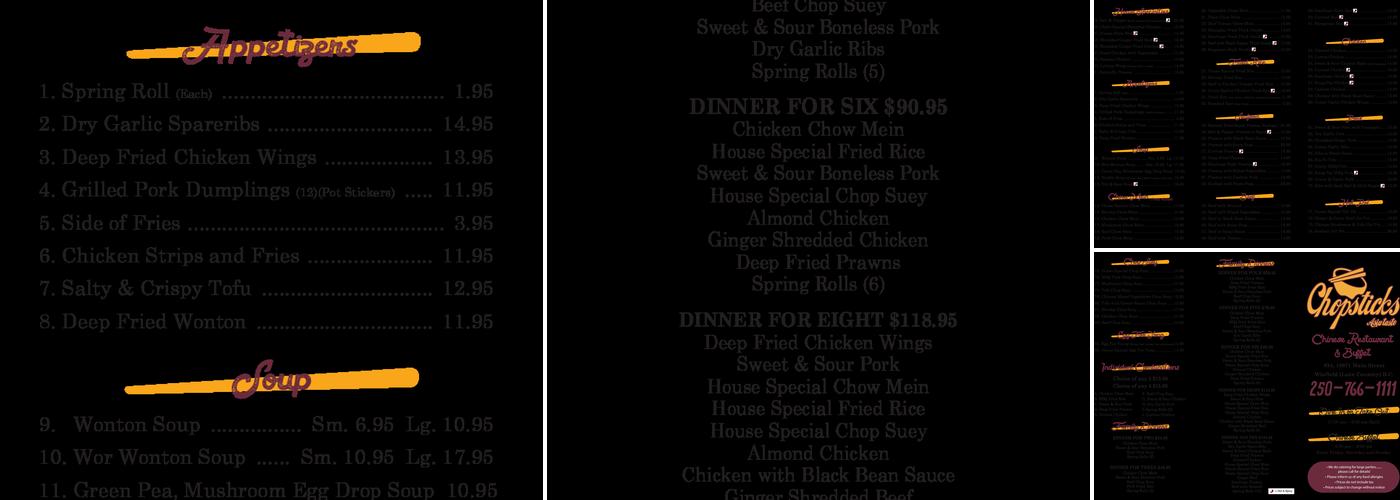 Chopsticks Menu