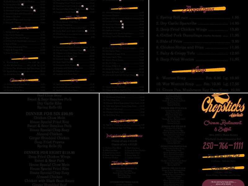 Chopsticks Menu
