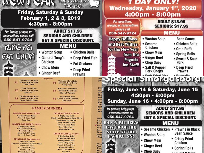 Pagoda Inn Restaurant Menu