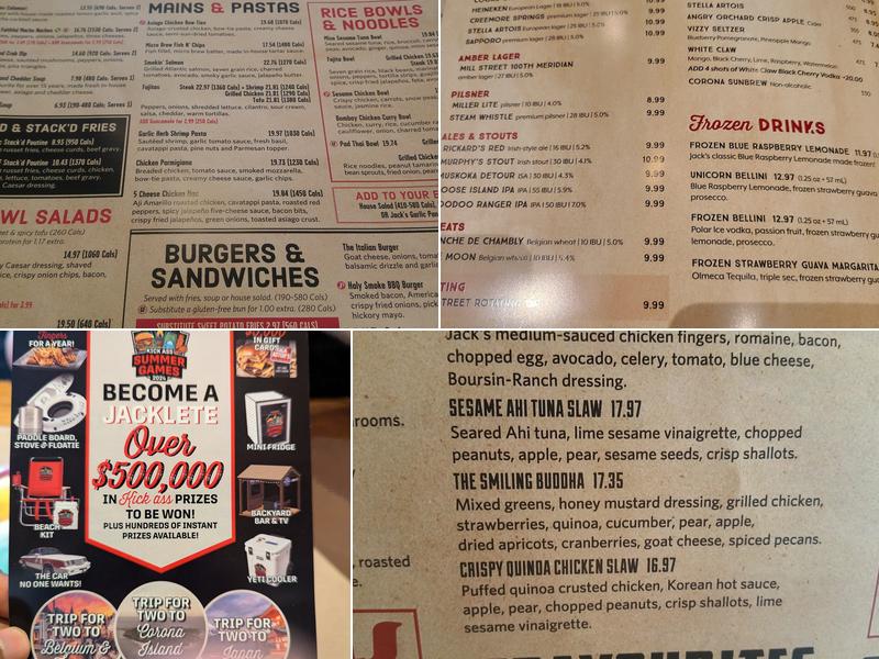 Jack Astor's Bar & Grill Argentia Menu