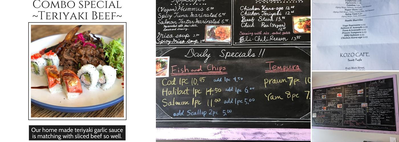 Kozo Cafe Menu