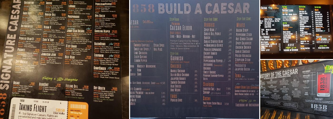 1858 Caesar Bar Menu
