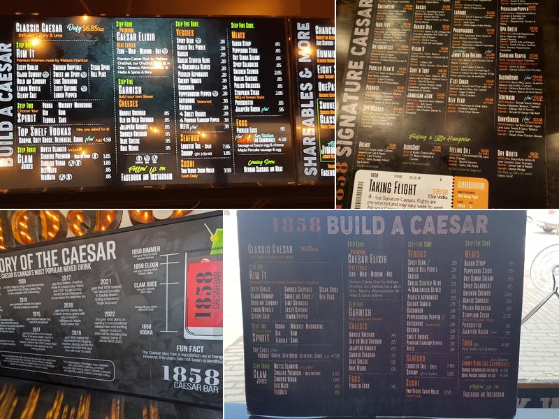 1858 Caesar Bar Menu