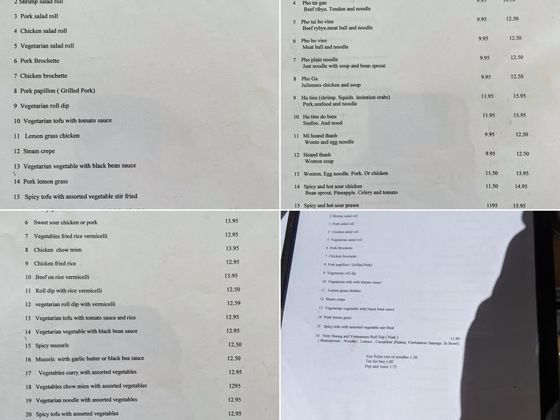 Kien Giang Restaurant Menu