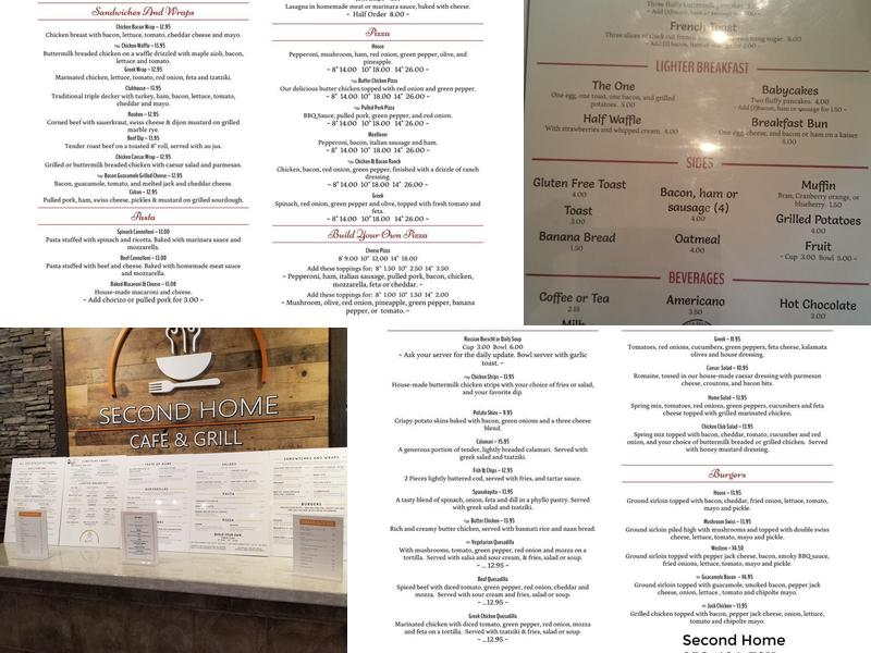 Second Home Cafe & Grill Menu
