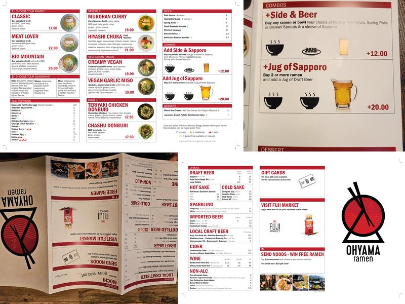 Ohyama Ramen Menu