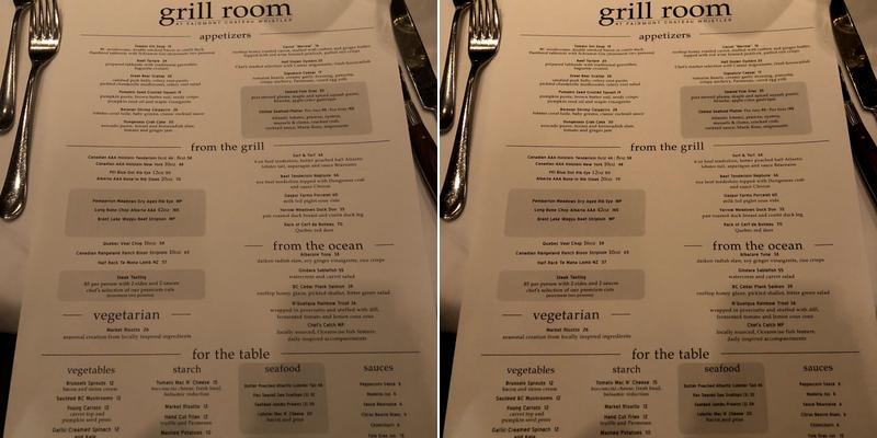 THE GRILL ROOM Menu