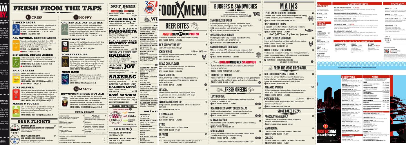 Amsterdam Brewery Menu