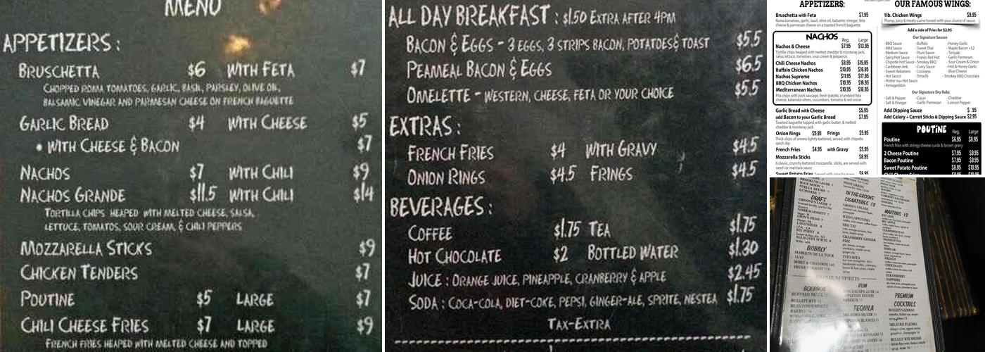 The Groove Bar & Grill Menu