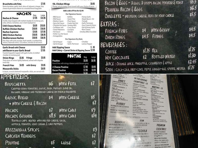 The Groove Bar & Grill Menu