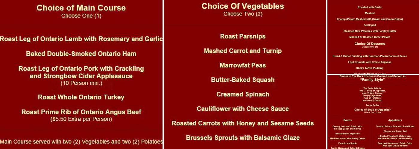 Noonan's Menu