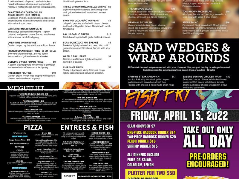 Average Joes Sports Bar Menu