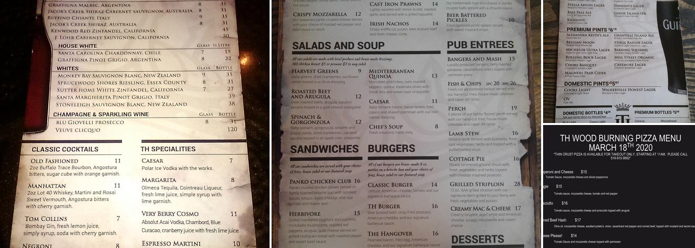 Thompson House Restaurant & Pub Menu