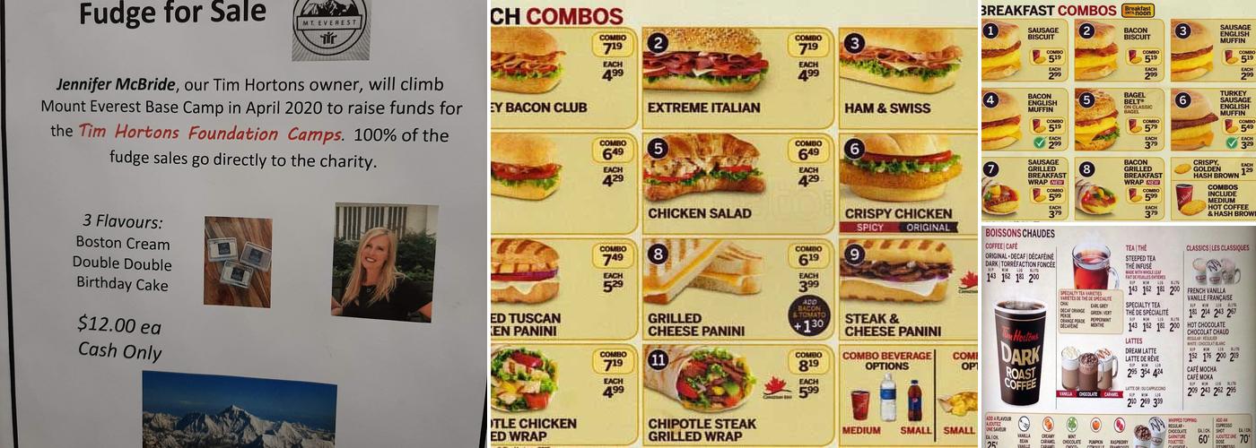 Tim Hortons Menu