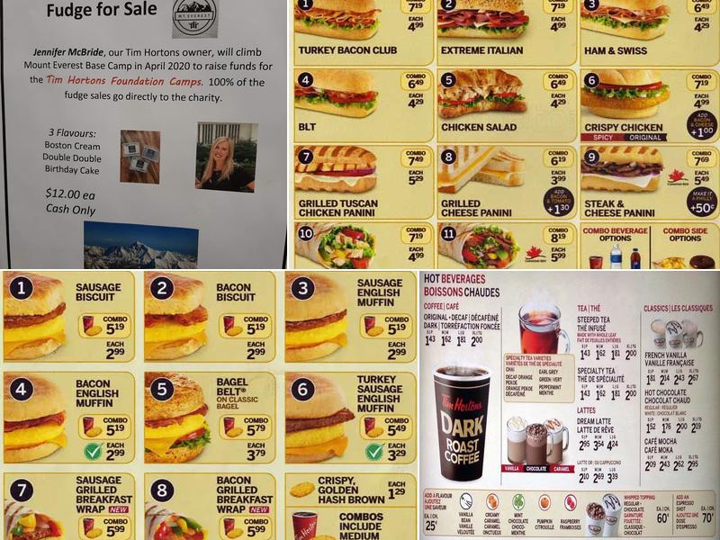 Tim Hortons Menu
