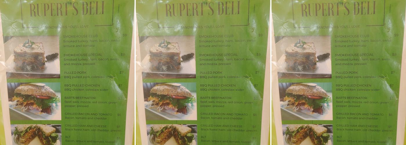 Rupert's Menu