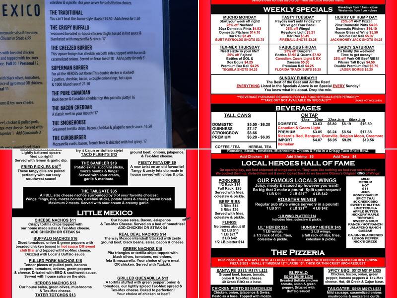 Local Heroes Menu