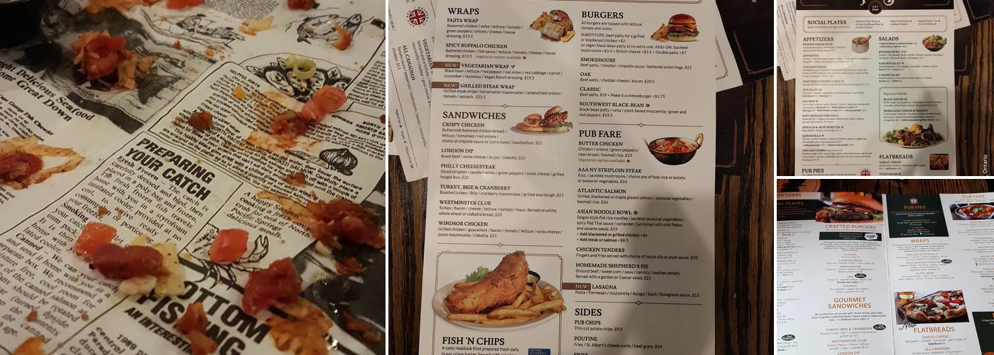 The Royal Oak - Barrhaven Menu