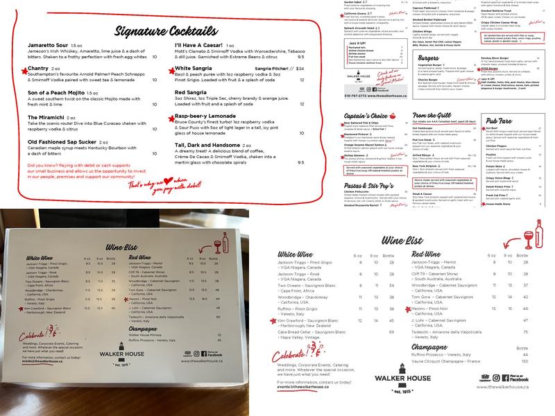 The Walker House Menu