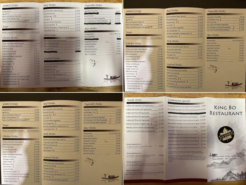 King Bo Chinese Restaurant Menu