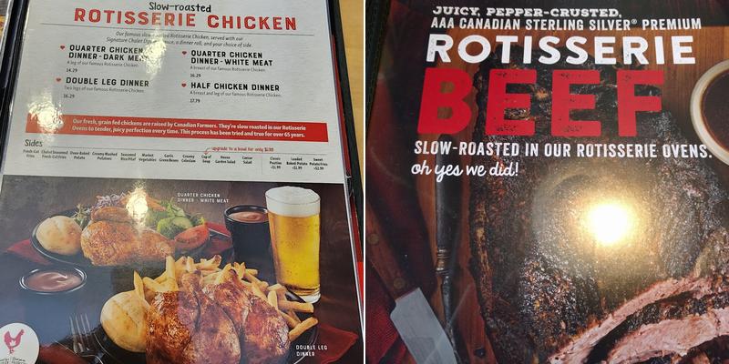 Swiss Chalet Menu
