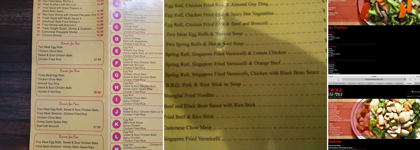King Town Chinese Restaurant Menu