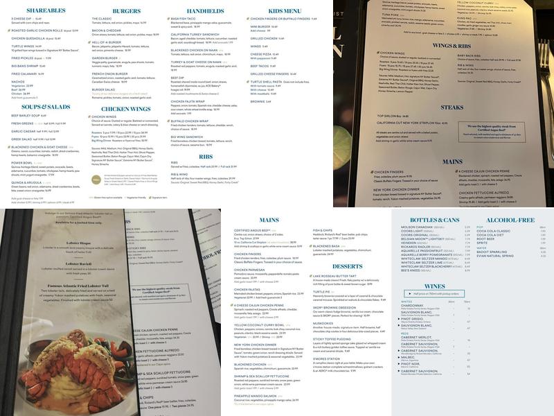 Turtle Jack's Upper James Menu