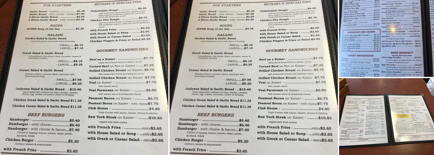 Michael's Eatery Menu