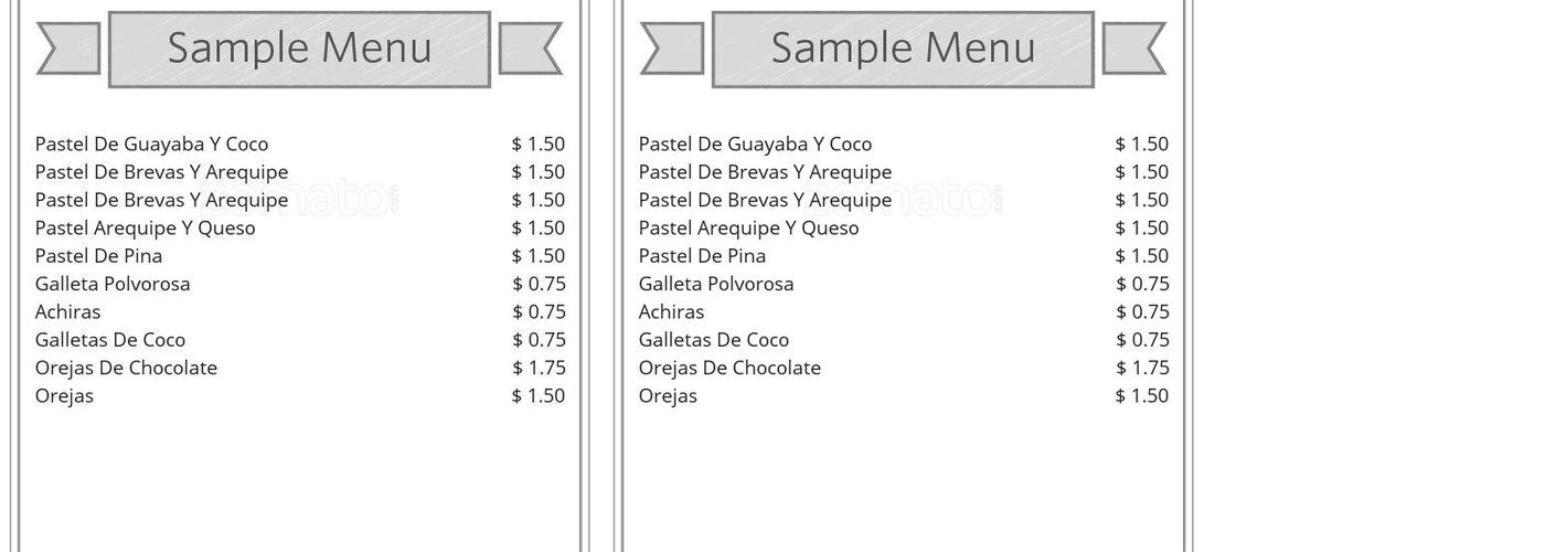 Columbus Bakery Menu
