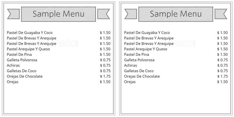 Columbus Bakery Menu