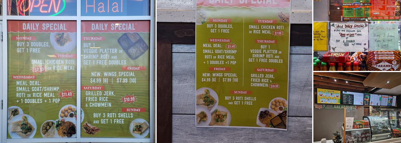 Lena’s Roti & Doubles Menu