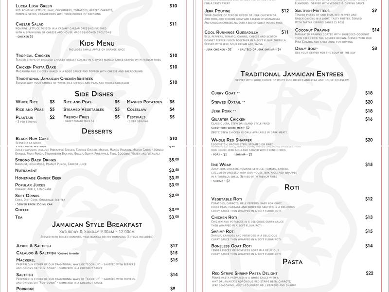 Beryl's Pepper Pot Menu