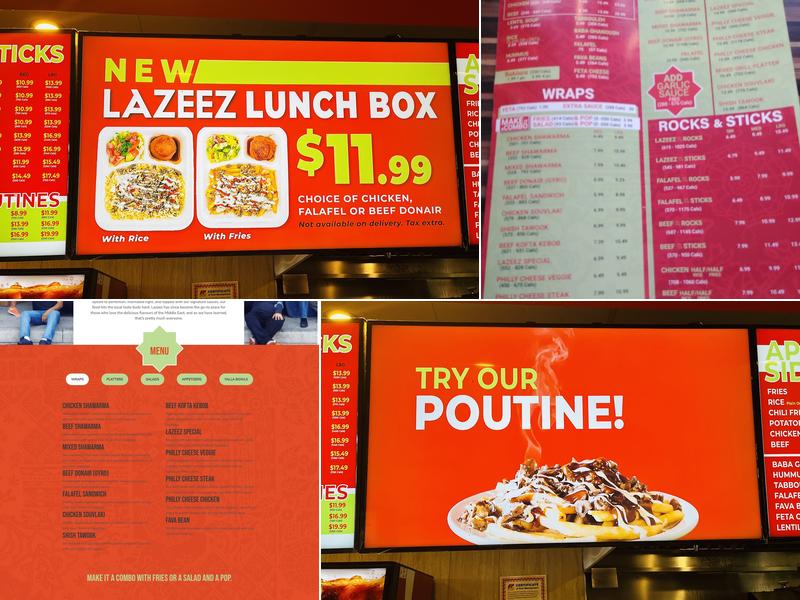Lazeez Shawarma Menu
