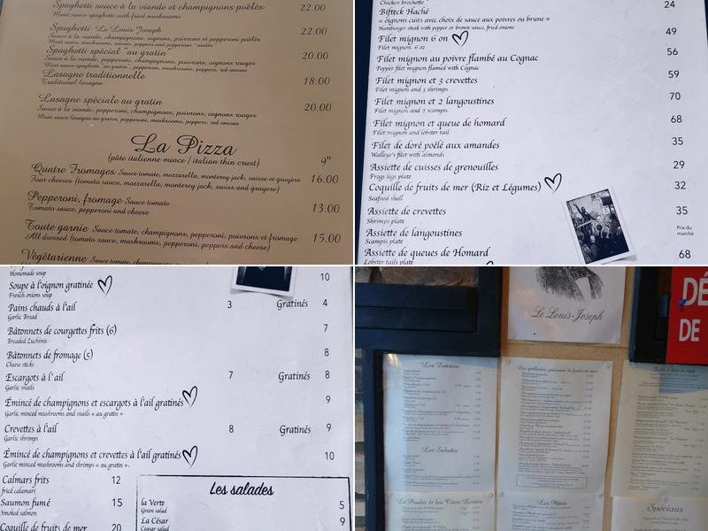 Le Louis-Joseph Menu