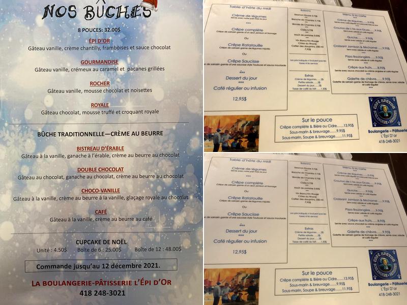 Boulangerie Pâtisserie l'Epi d'Or Café Breton Menu