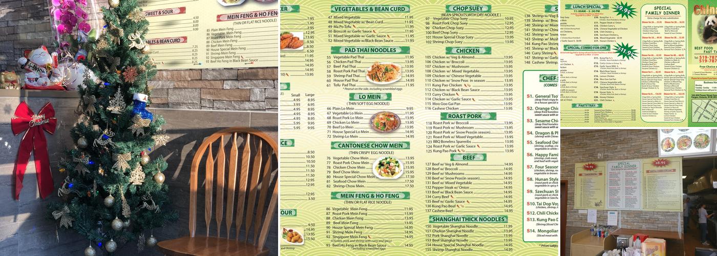 China 8 Fergus Menu