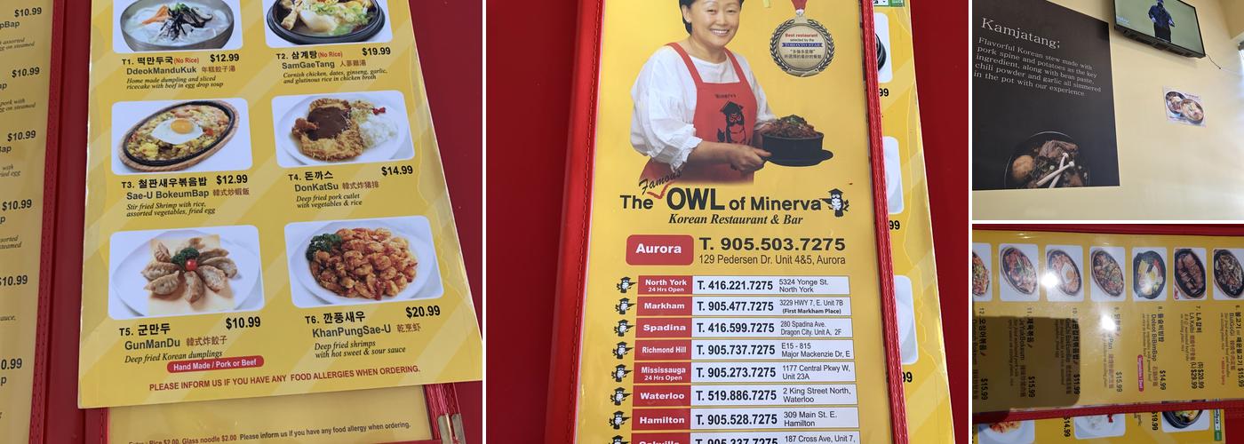 The Famous Owl of Minerva Menu
