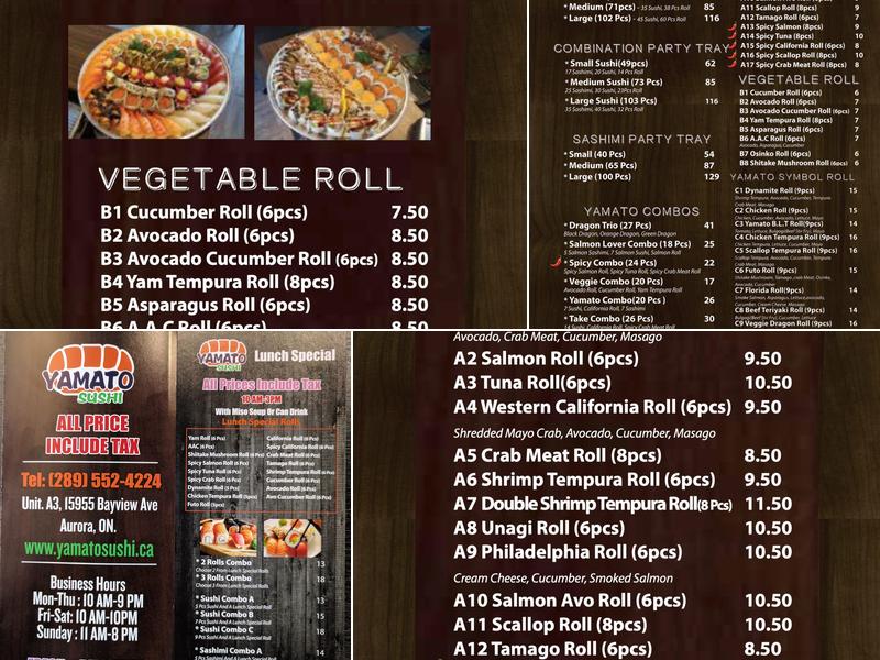 Yamato Sushi Menu