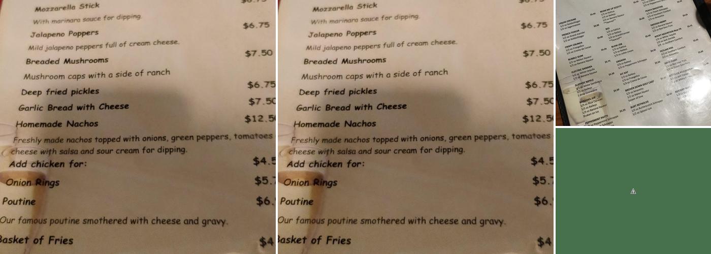 Pops and Ruby's Menu