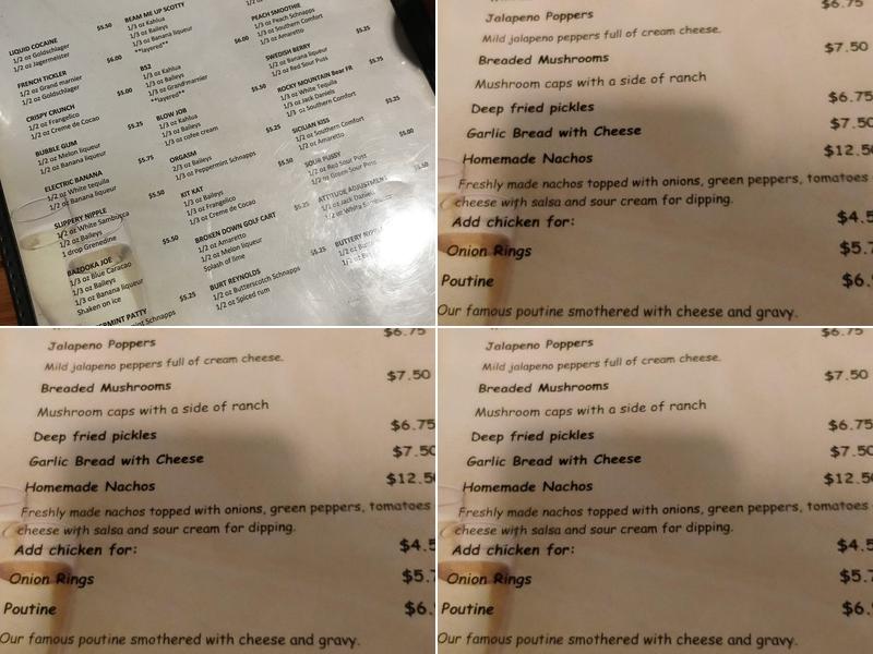 Pops and Ruby's Menu