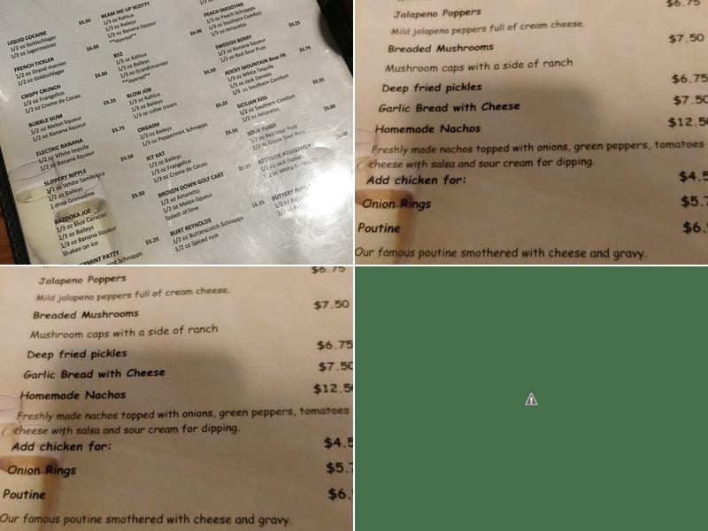 Pops and Ruby's Menu